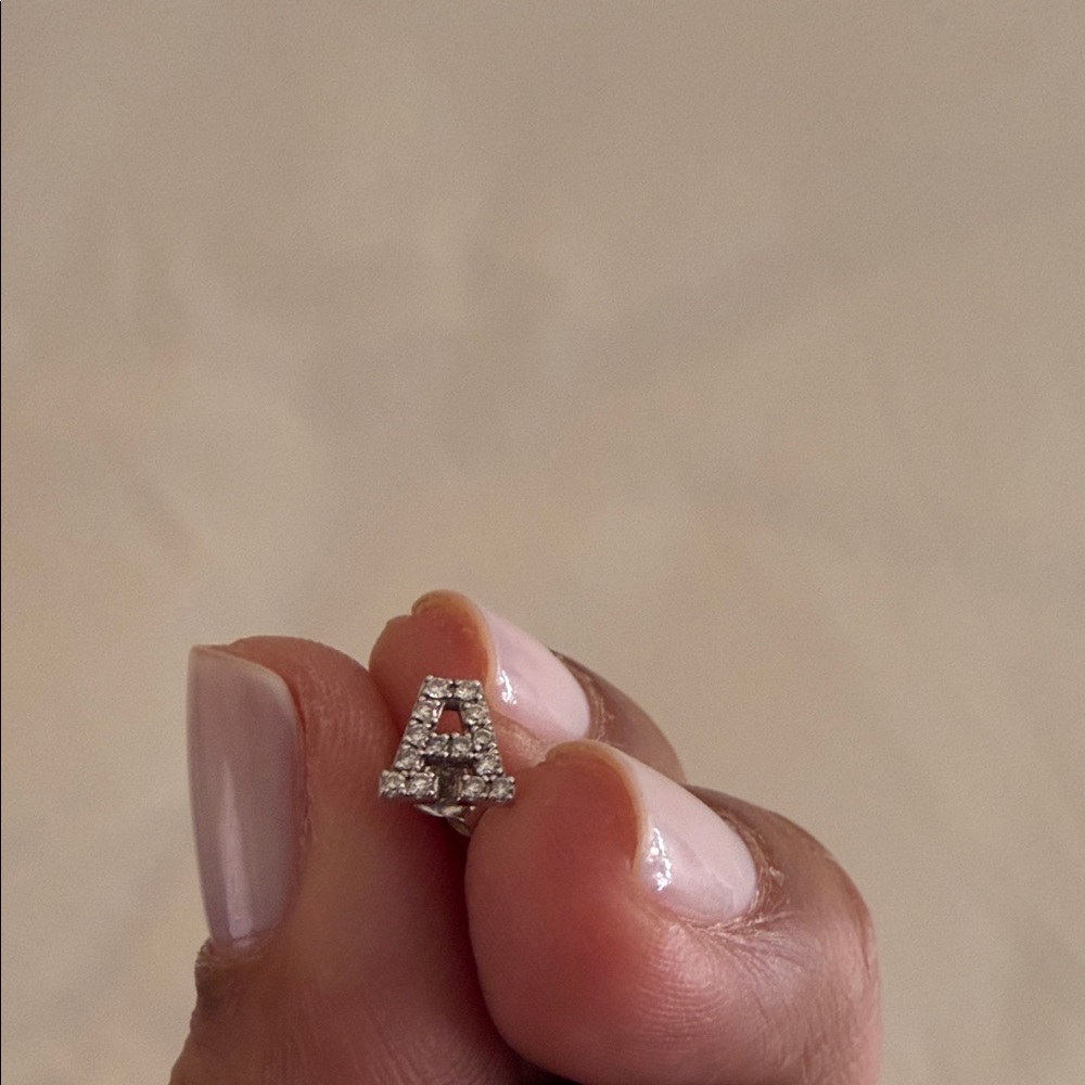 RCJ Jewels “A” Initial Diamond Earring 14K White Gold